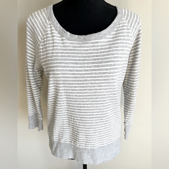 James Perse Tops - Standard James Perse Striped 3/4 Sleeve Gray White Shirt Sweatshirt Soft Sz 2 M